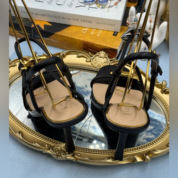🆕 GIANNI BINI 🧿 NWOB Carletta Lip Ornamented Sandals, Black Leather, Sz 8 - Picture 11 of 14